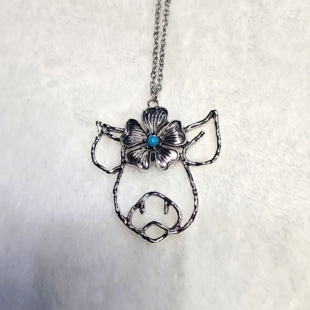 Turquoise Pig Head 🐖 necklace